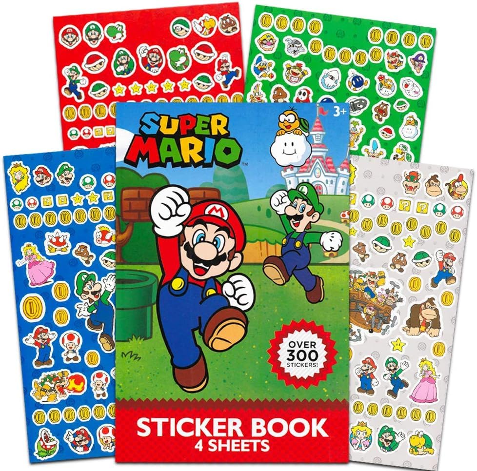 UPD Super Mario 4 Sheet Sticker Pad — 300+ Stickers (1 Set) | Super Mario Brothers