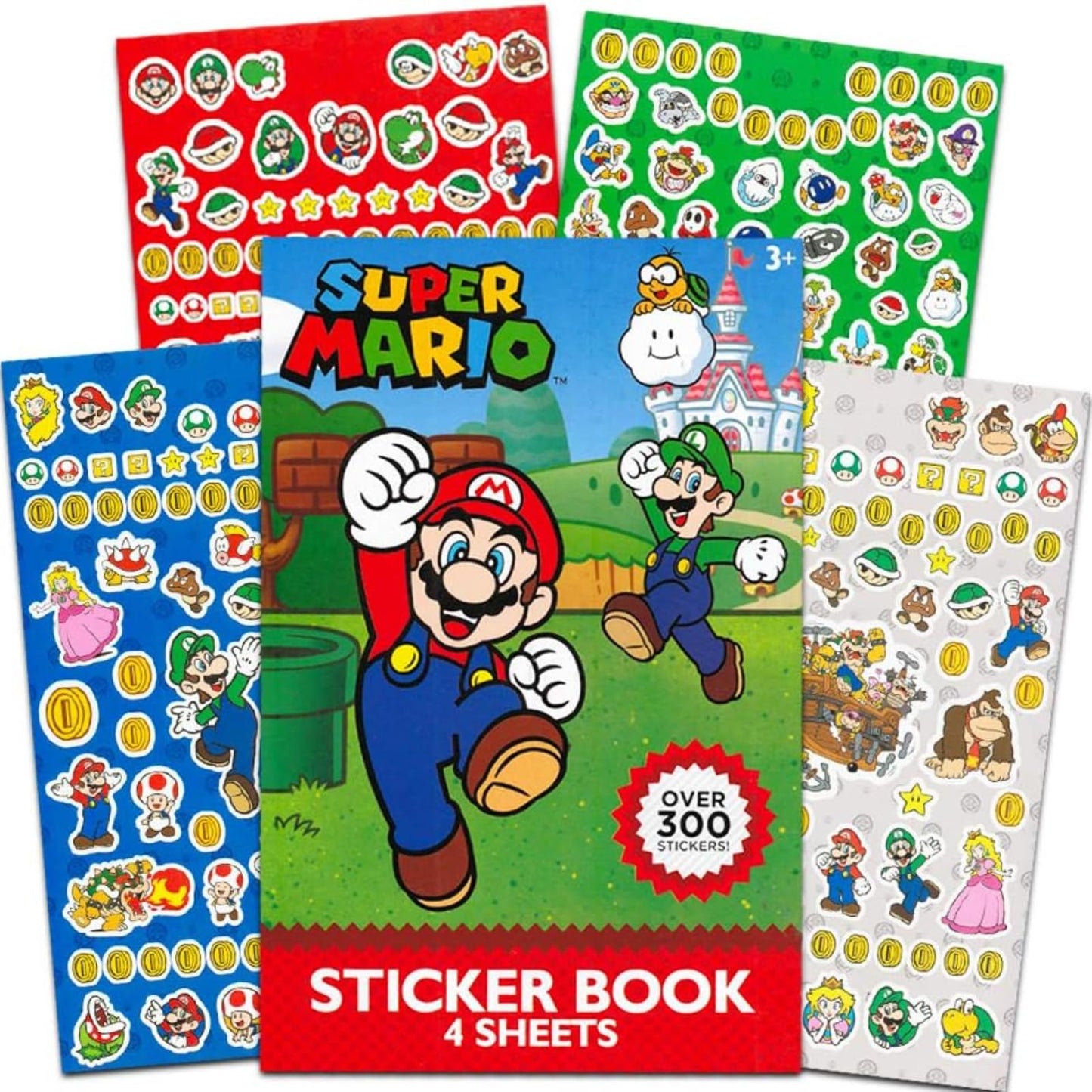 UPD Super Mario 4 Sheet Sticker Pad — 300+ Stickers (1 Set) | Super Mario Brothers