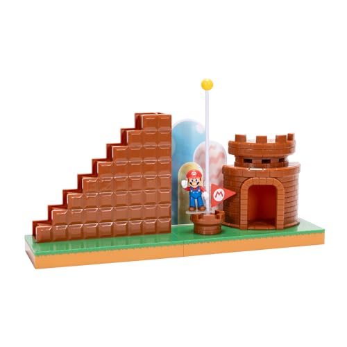 Super Mario 2.5-inch Action Figures Course Complete Playset – Mario Figure, Interactive Stairs, Castle & Base Platform