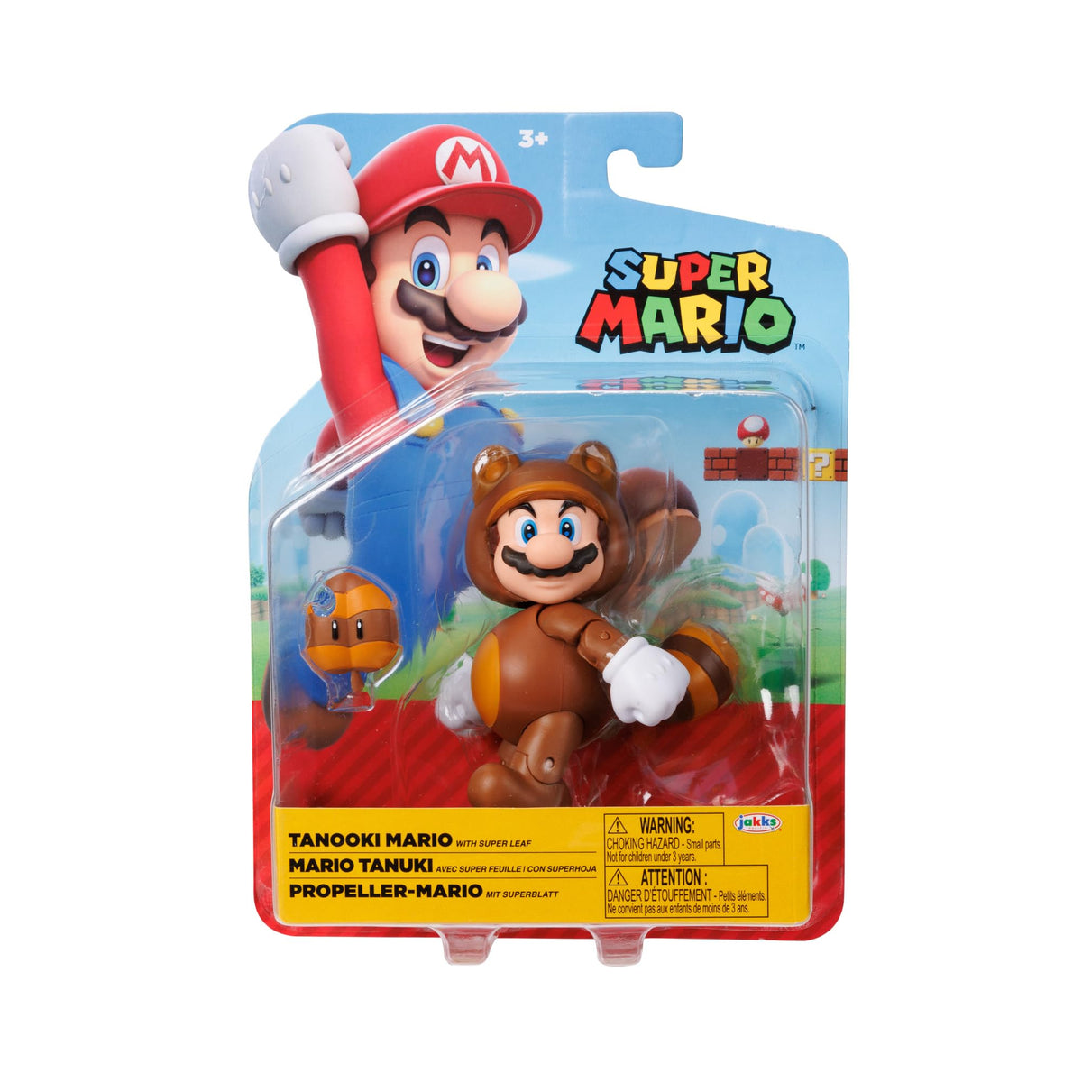 Super Mario 4-Inch Tanooki Mario with Leaf Action Figure | Collectible Toy