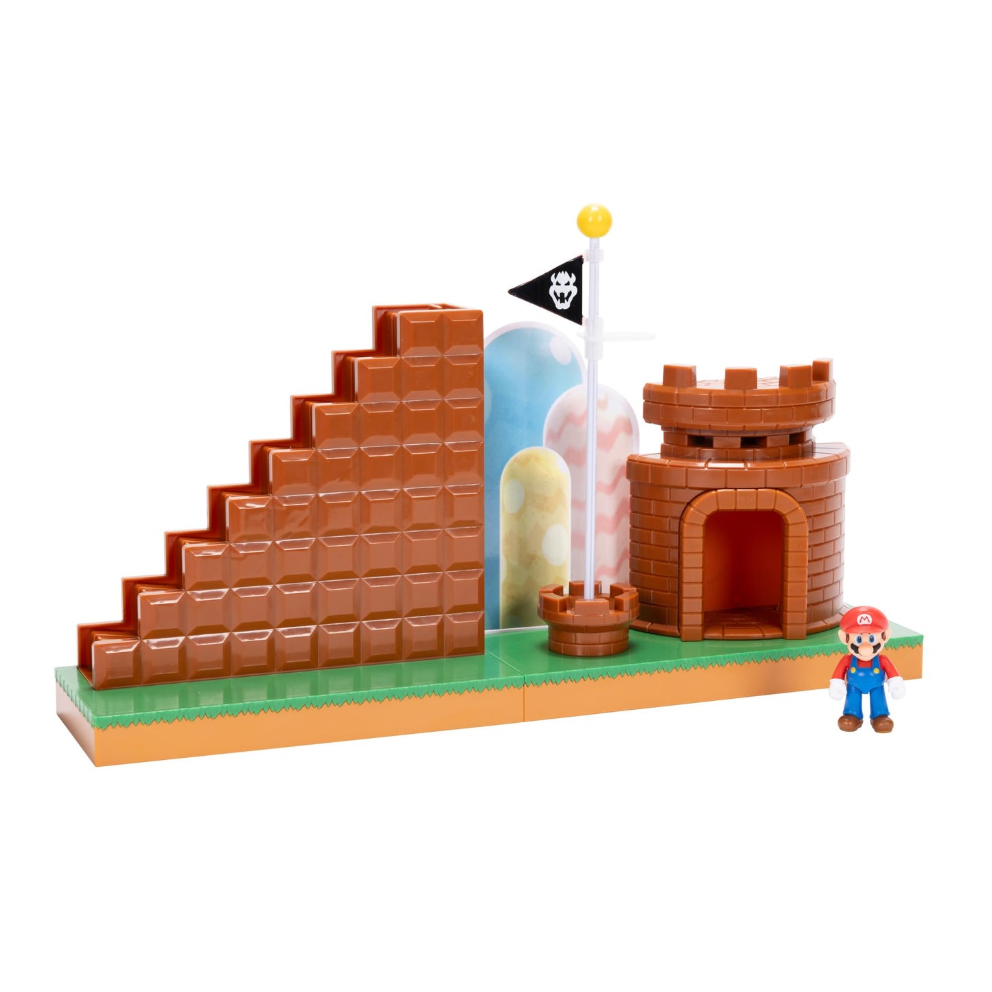 Super Mario 2.5-inch Action Figures Course Complete Playset – Mario Figure, Interactive Stairs, Castle & Base Platform
