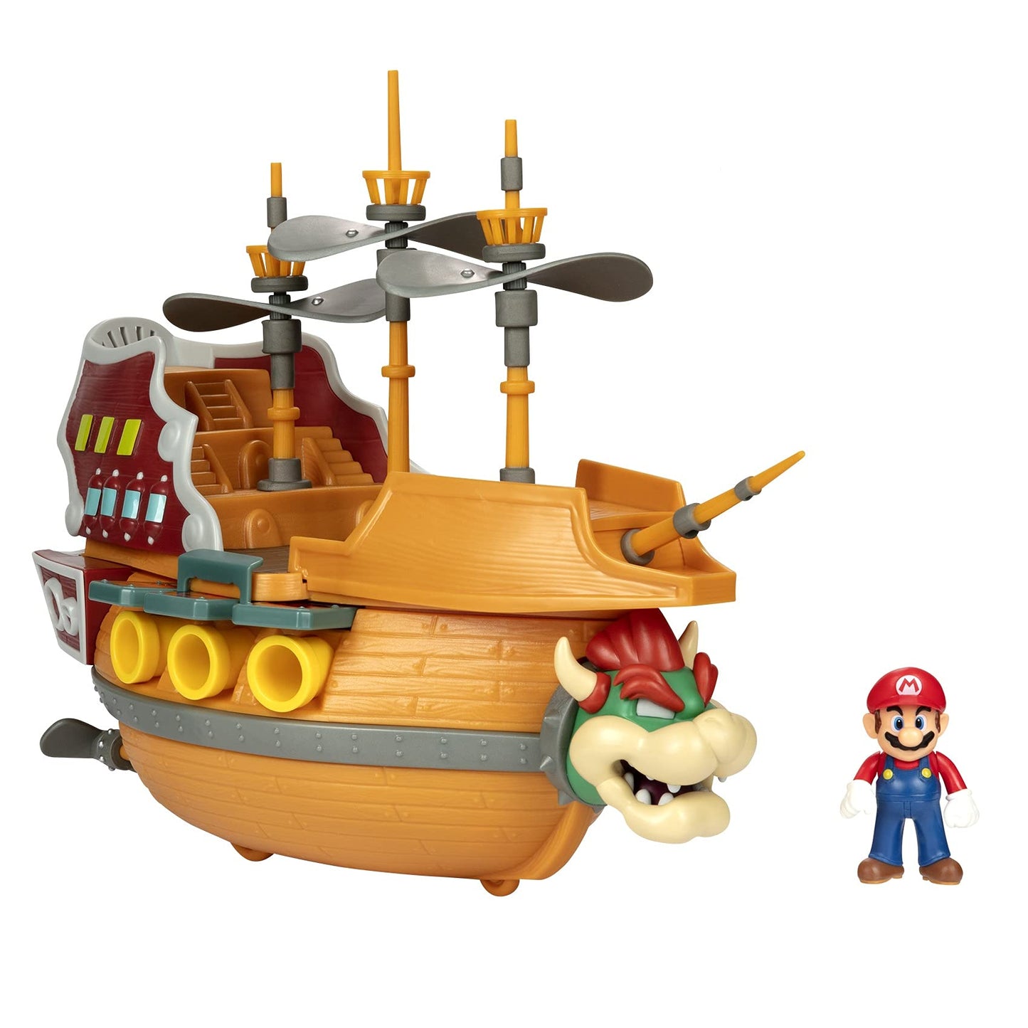 Super Mario Deluxe Bowser's Airship Playset with Mario Figure – Authentic Sounds