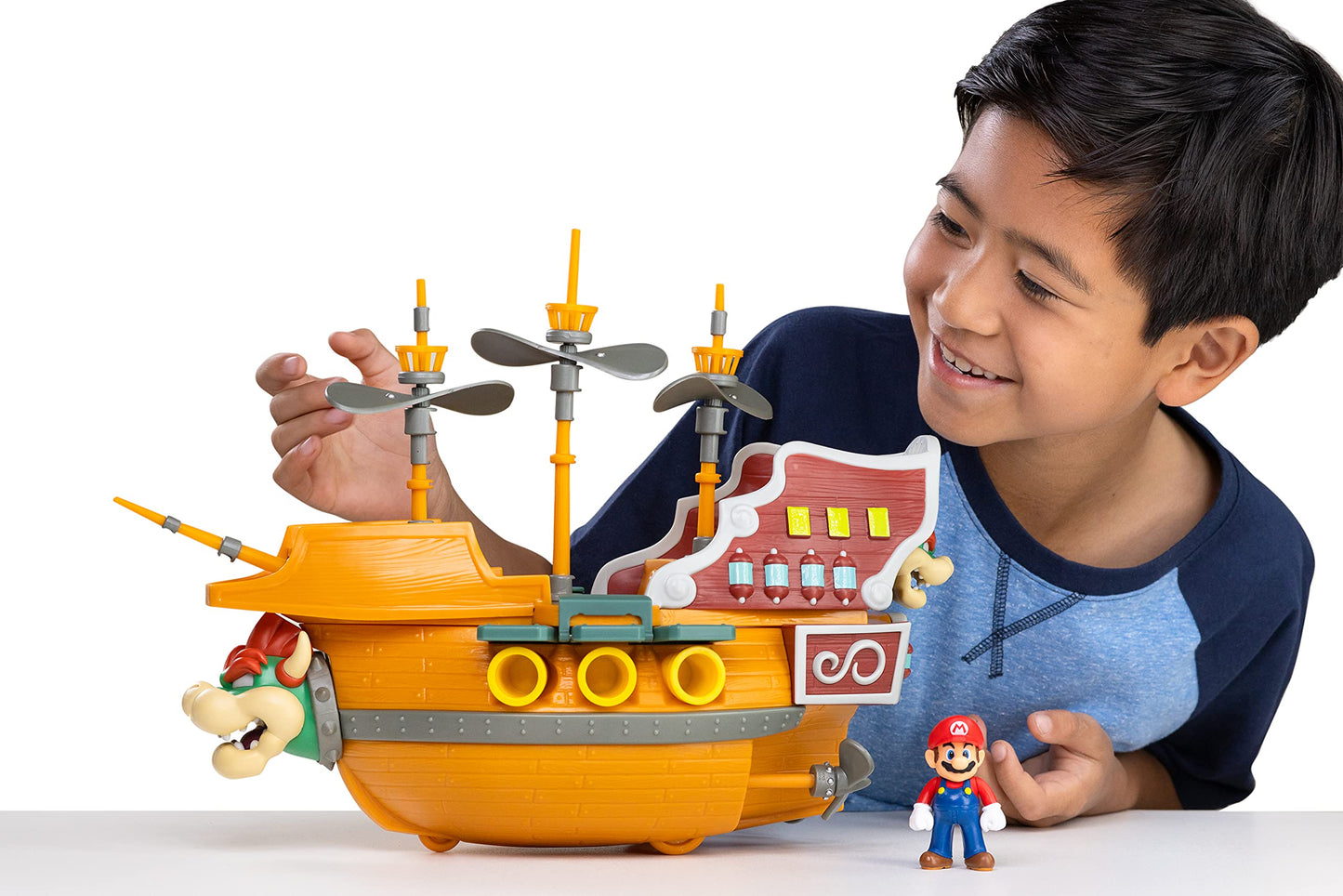 Super Mario Deluxe Bowser's Airship Playset with Mario Figure – Authentic Sounds