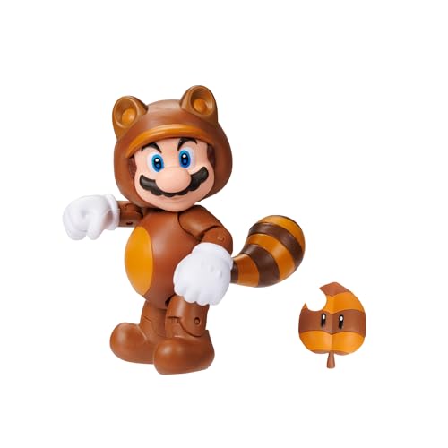 Super Mario 4-Inch Tanooki Mario with Leaf Action Figure | Collectible Toy