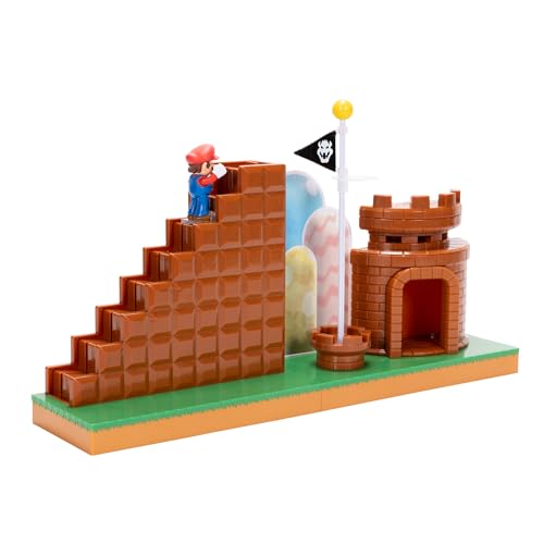 Super Mario 2.5-inch Action Figures Course Complete Playset – Mario Figure, Interactive Stairs, Castle & Base Platform