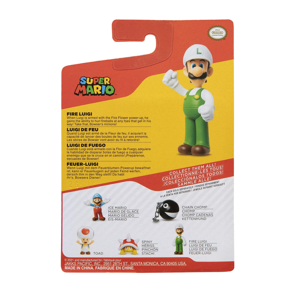Super Mario Luigi Fire Standing 2.5-Inch Action Figure – Collectible Toy