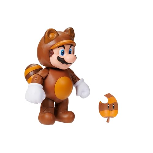 Super Mario 4-Inch Tanooki Mario with Leaf Action Figure | Collectible Toy