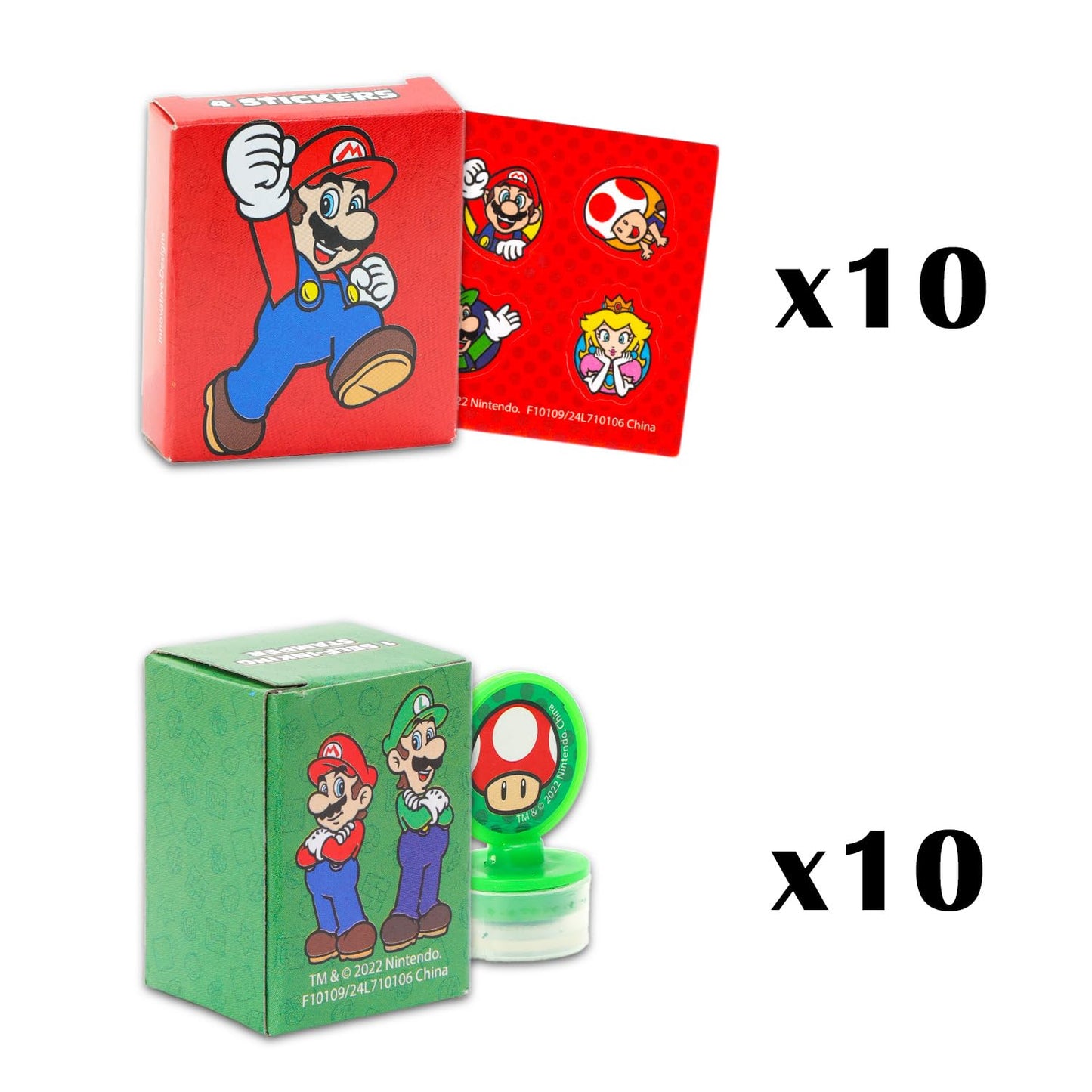 Super Mario Party Favors for 20 Guests – 20 Boxes with Stickers & Stampers