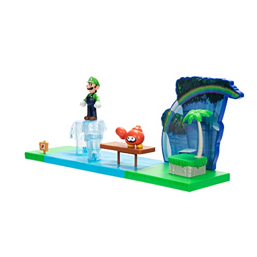 Super Mario Sparkling Waters Playset with Luigi & Huckit Crab – Interactive Levels