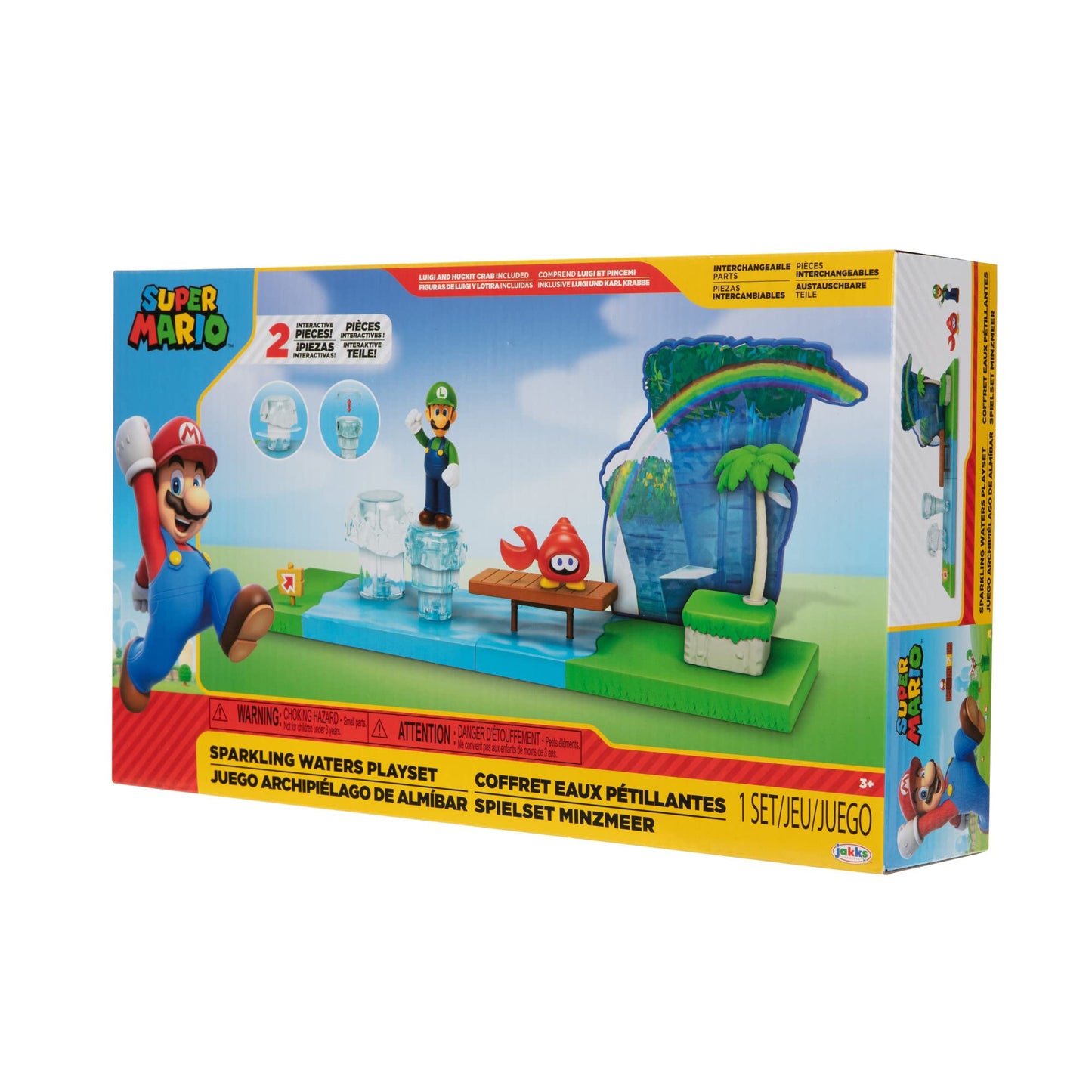 Super Mario Sparkling Waters Playset with Luigi & Huckit Crab – Interactive Levels