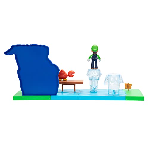 Super Mario Sparkling Waters Playset with Luigi & Huckit Crab – Interactive Levels