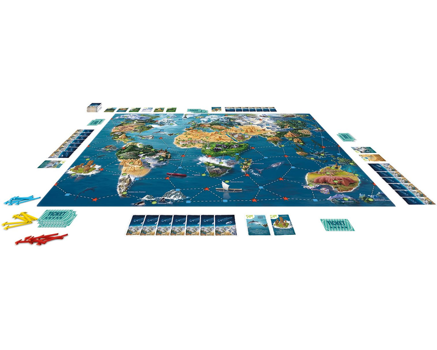 Super Meeple Expeditions Around the World | Family Strategy Board Game for 2-6 Players | 30 Minutes