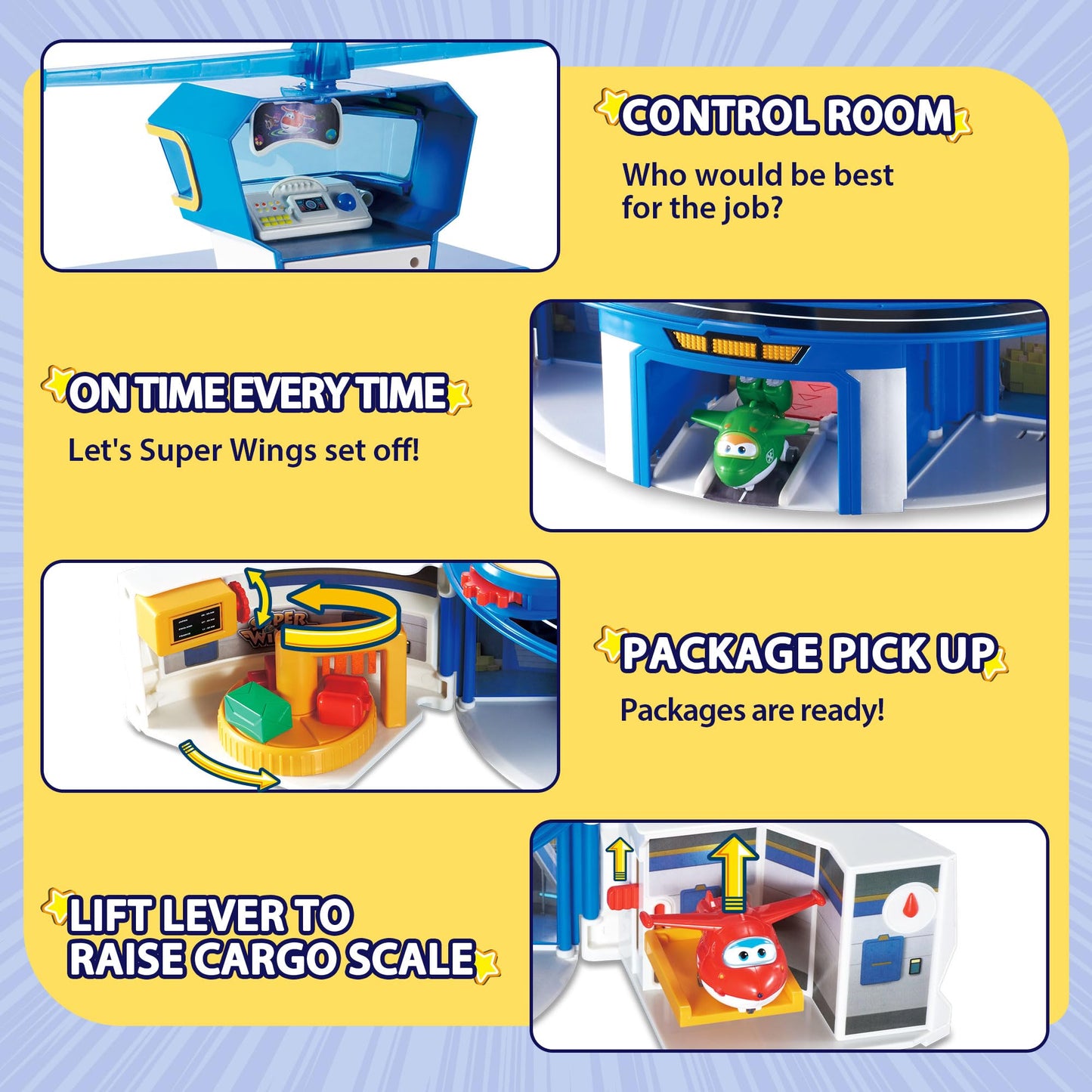 Super Wings World Airport Playset with 2 Transform-a-Bot Jett & Donnie Figures | Preschool Learning Toy