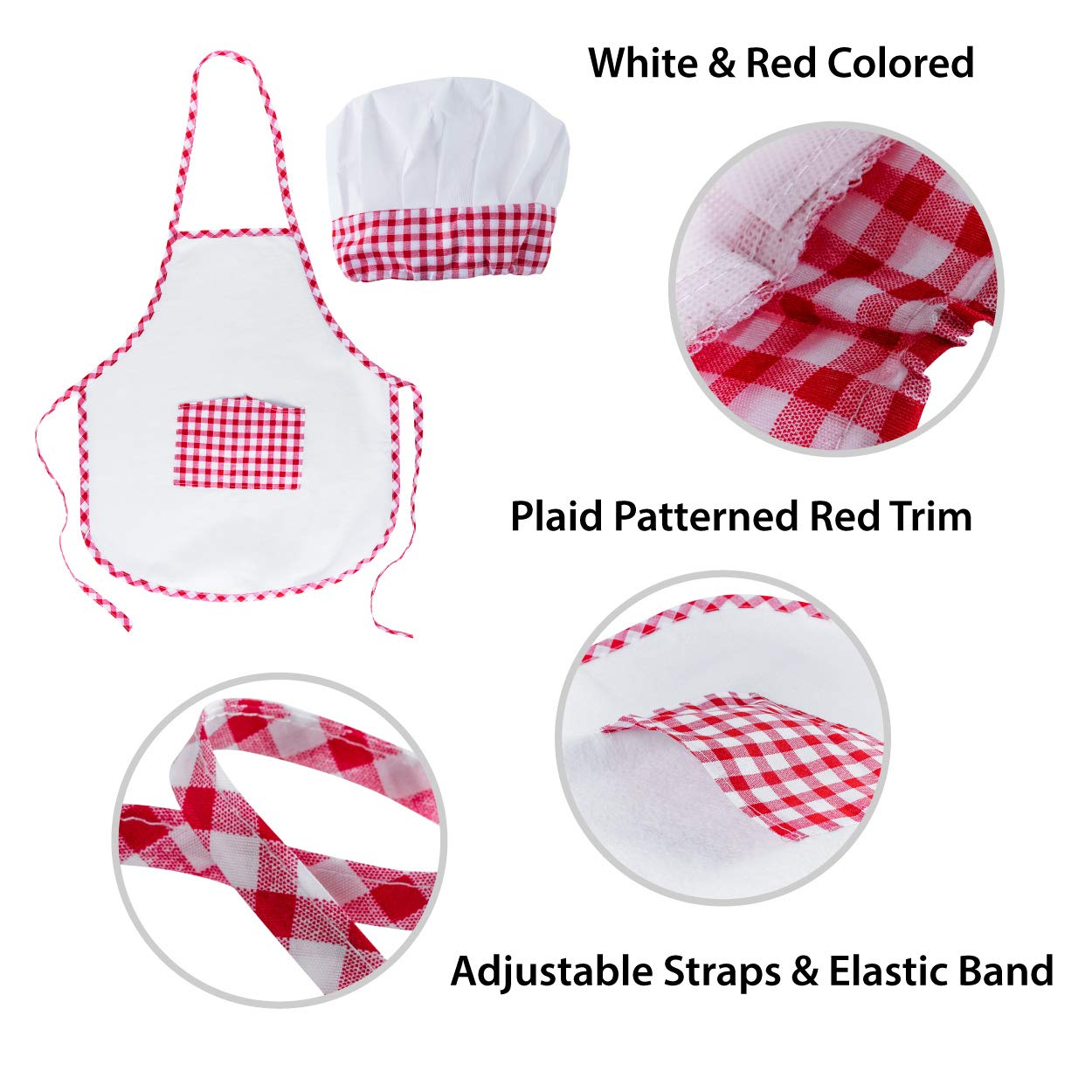 Super Z Outlet 12pc Kids Cooking Costume Set – Red Apron & Chef Hat, Adjustable Unisex Dress-Up
