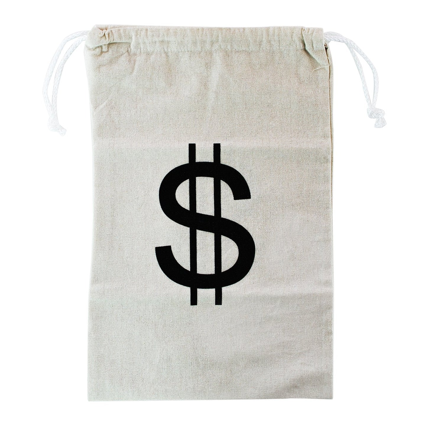 Super Z Outlet Large Canvas Money Bag Pouch with Drawstring Closure & Dollar Sign Design for Pirate, Cowboy & Bank Robber Party Favors