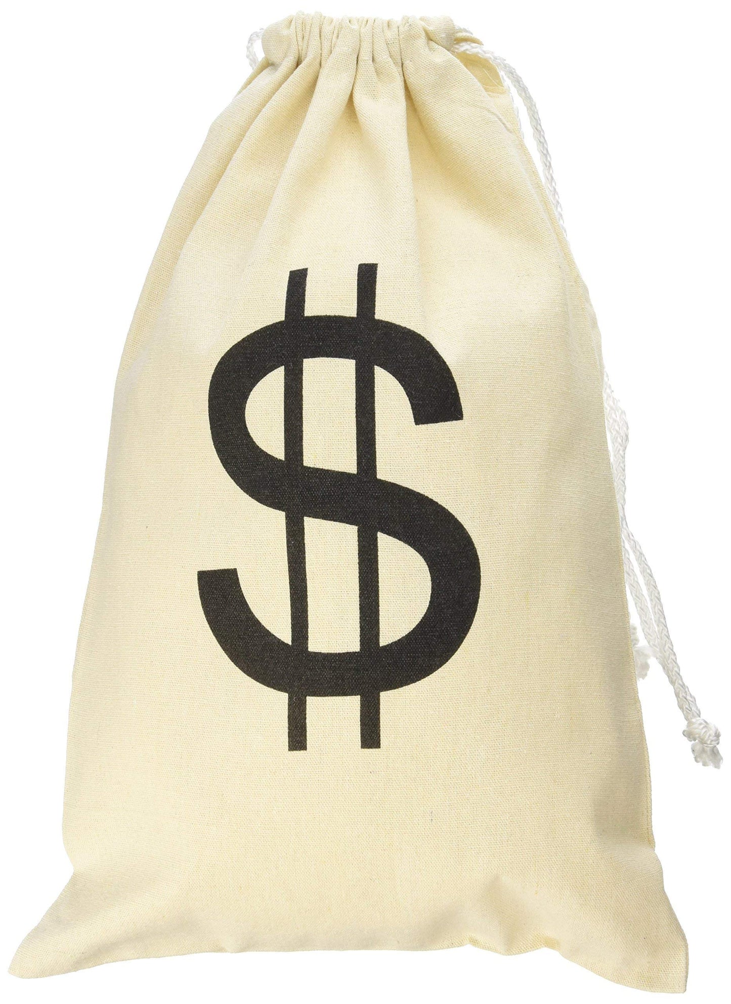 Super Z Outlet Large Canvas Money Bag Pouch with Drawstring Closure & Dollar Sign Design for Pirate, Cowboy & Bank Robber Party Favors