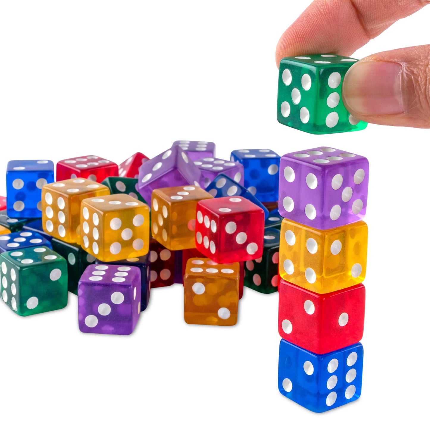 Super Z Outlet Standard 16mm Dice (Translucent Multi-Color, 50pk)