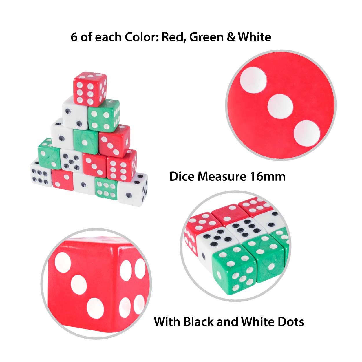 Super Z Outlet Standard 16mm Dice Set – Multicolor 18pc