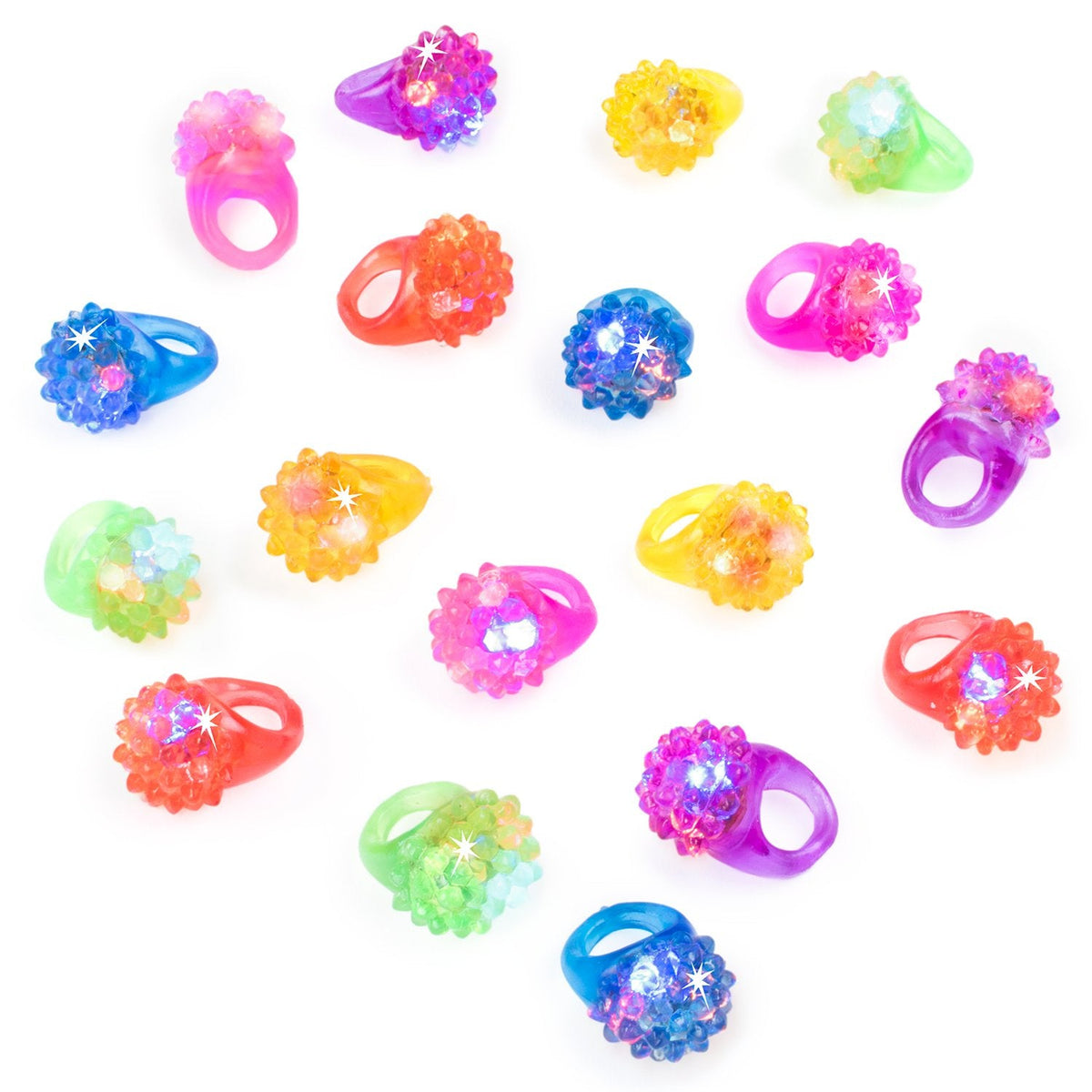 Super Z Outlet Flashing Colorful LED Jelly Rings – Bumpy 18 Pack for Parties, Raves & Gifts