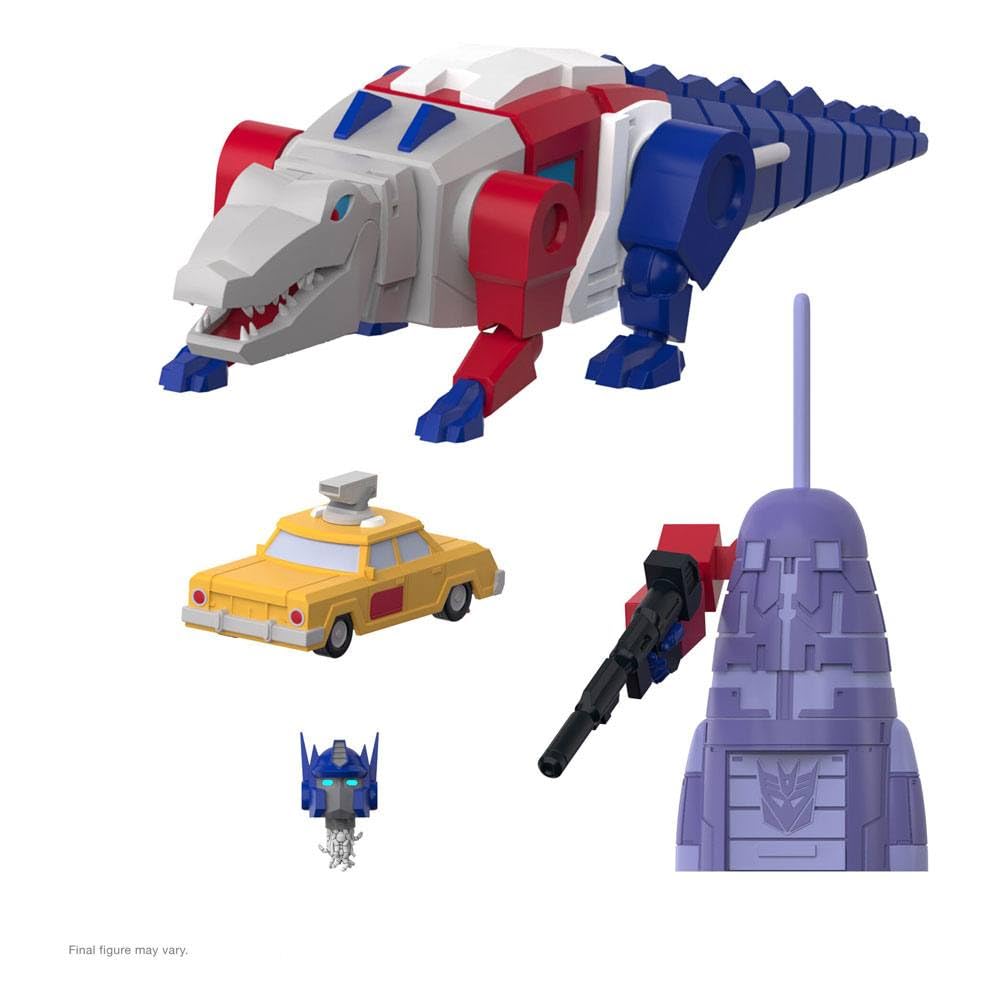 Super7 ULTIMATES! Alligaticon 7-Inch Transformers Figure with Battle Taxi and Decepticon Tower