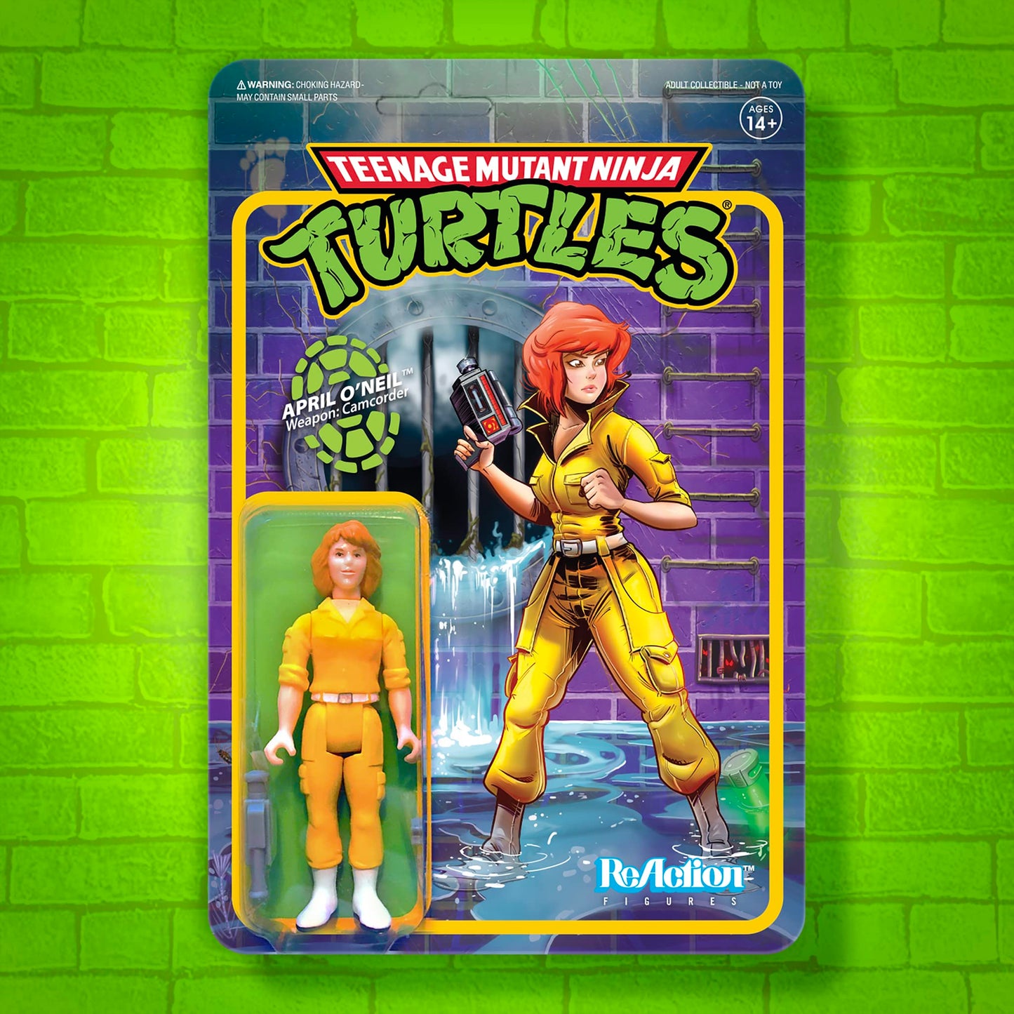 Super7 April O'Neil TMNT 3.75-Inch ReAction Figure - Card Back with Camcorder & Shuriken
