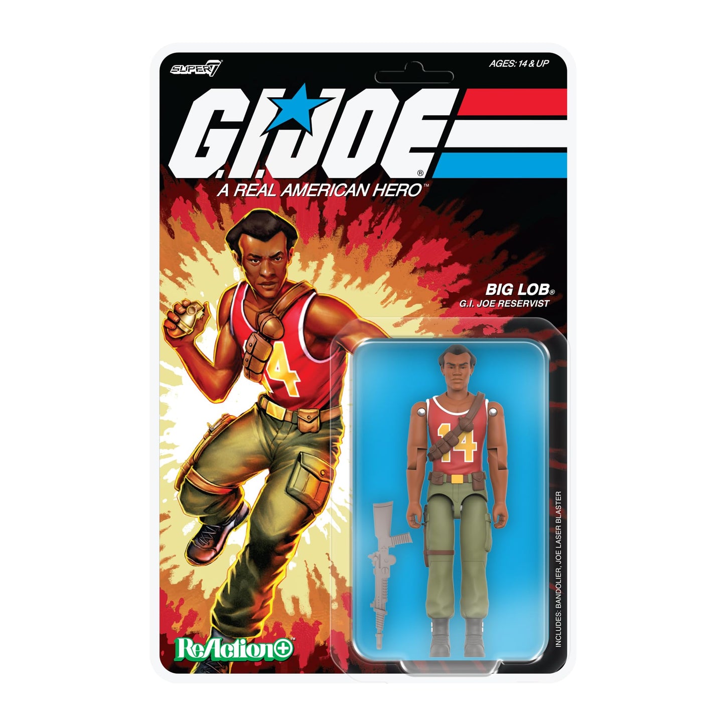 Super7 Reaction+ G.I. Joe Big Lob 3.75 inch Action Figure with Bandolier and Laser Blaster | Retro Collectibles