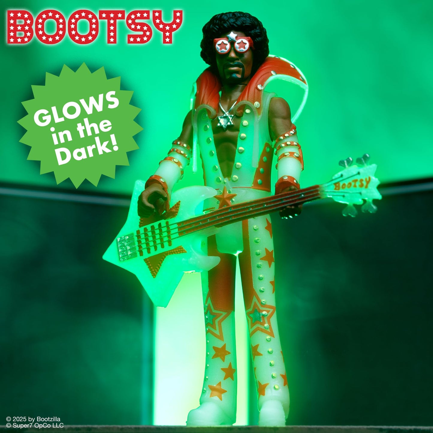 Super7 Bootsy Collins Glow – 3.75-Inch Glow Figure with Star Bass Accessory