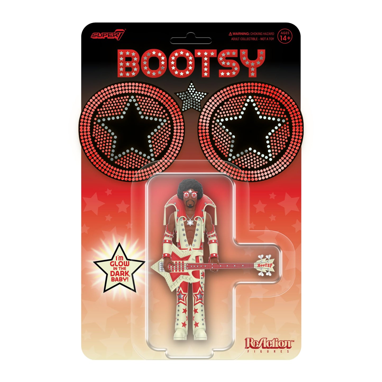 Super7 Bootsy Collins Glow – 3.75-Inch Glow Figure with Star Bass Accessory