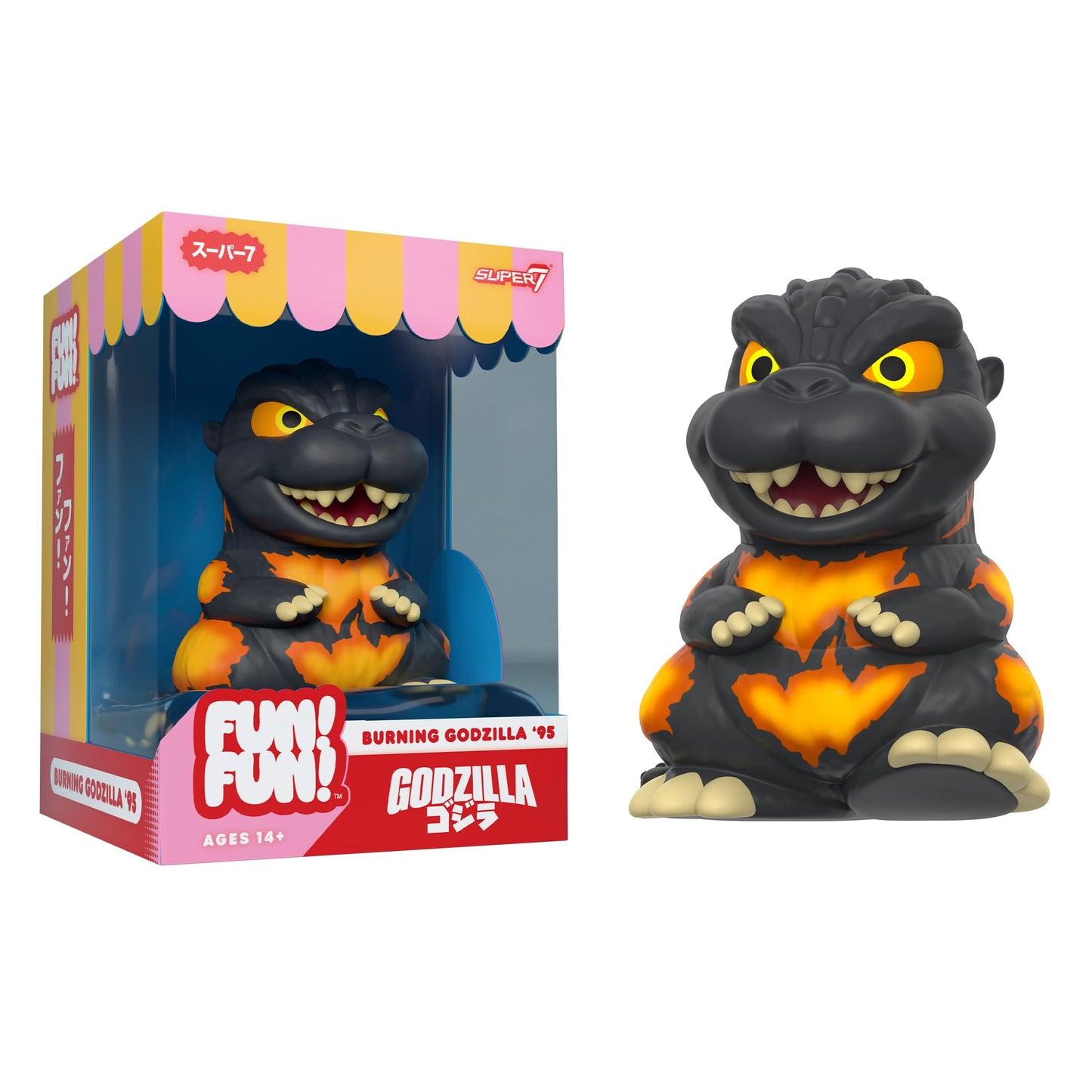 Super7 Burning Godzilla '95 FUN! FUN! 5-Inch Vinyl Figure – Toho Godzilla Collectible Toy