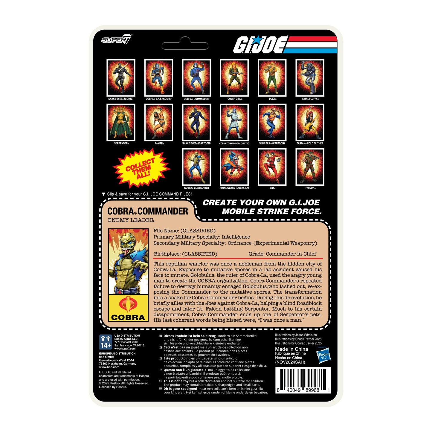 Super7 Reaction+ G.I. Joe Cobra Commander (Once a Man) - 3.75-inch Action Figure with Spore Pod Accessory