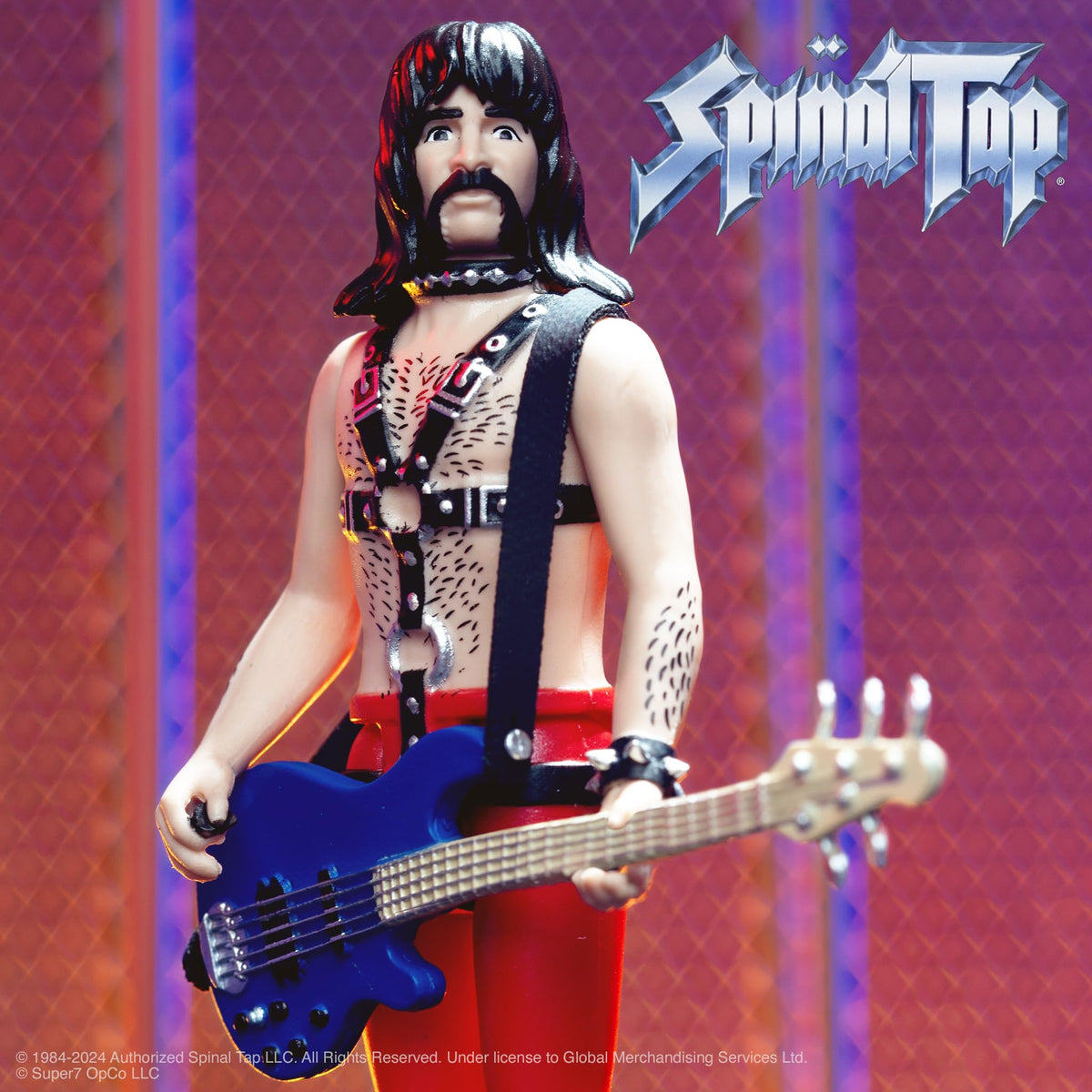 Super7 Spinal Tap Derek Smalls 3.75in Action Figure - Leather Harness & Blue Bass Guitar Accessory | Retro Collectibles