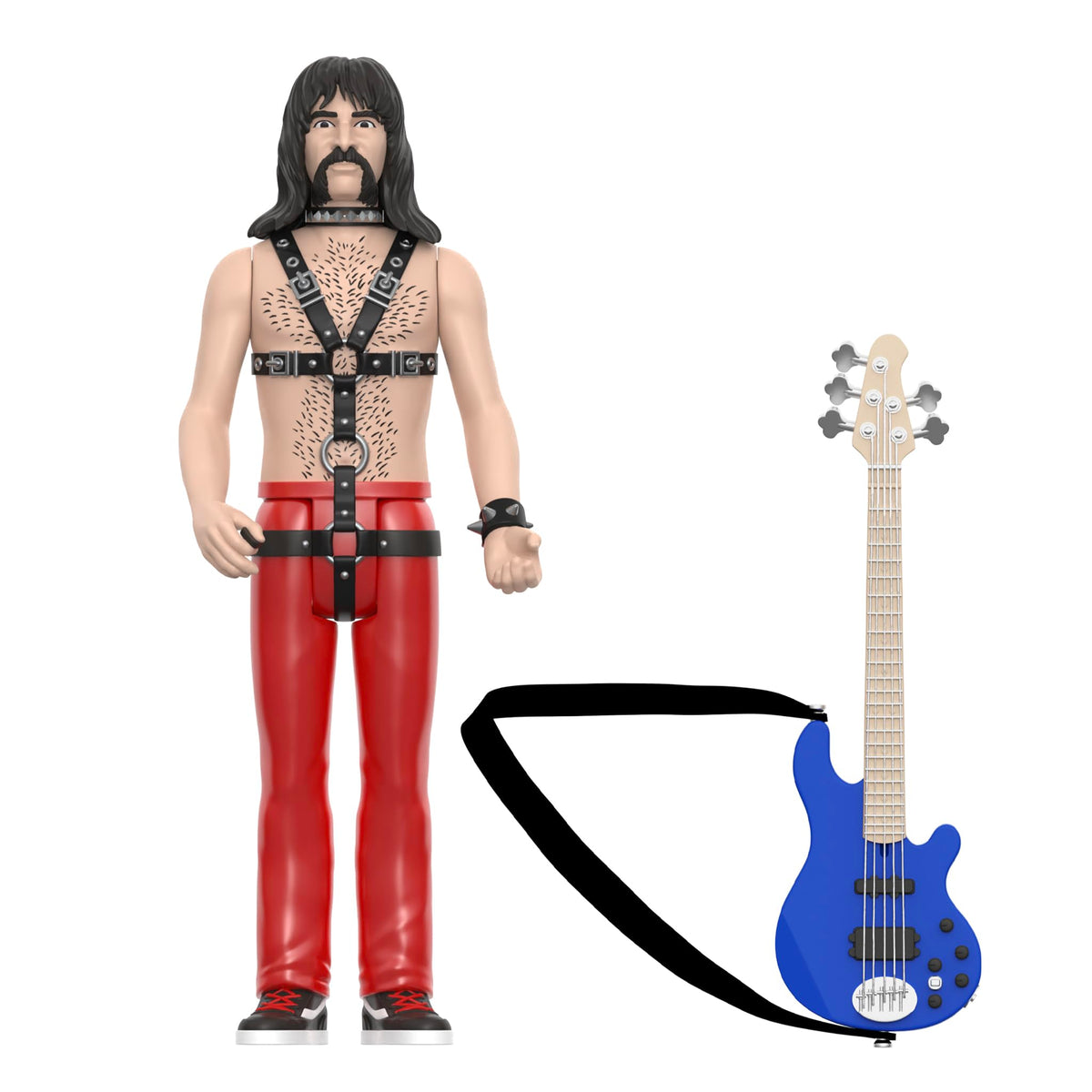 Super7 Spinal Tap Derek Smalls 3.75in Action Figure - Leather Harness & Blue Bass Guitar Accessory | Retro Collectibles