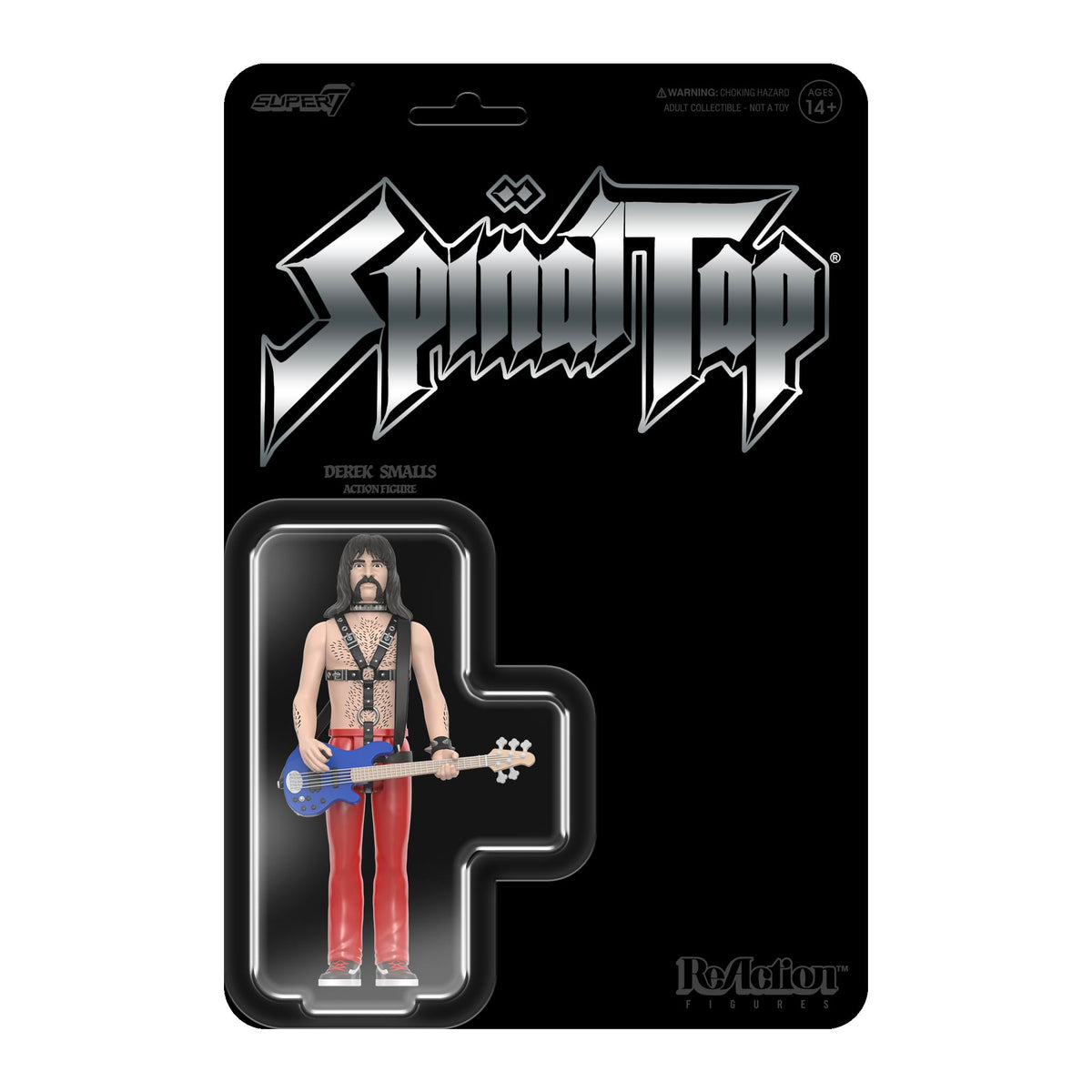 Super7 Spinal Tap Derek Smalls 3.75in Action Figure - Leather Harness & Blue Bass Guitar Accessory | Retro Collectibles