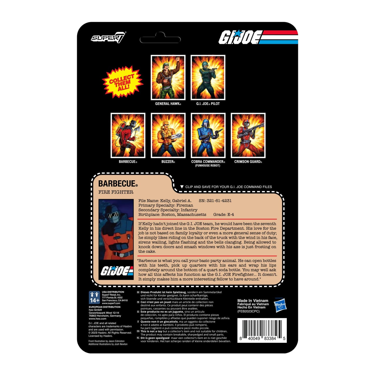 Super7 G.I. Joe Barbecue 3.75-Inch ReAction Figure with Fire Extinguisher Accessory