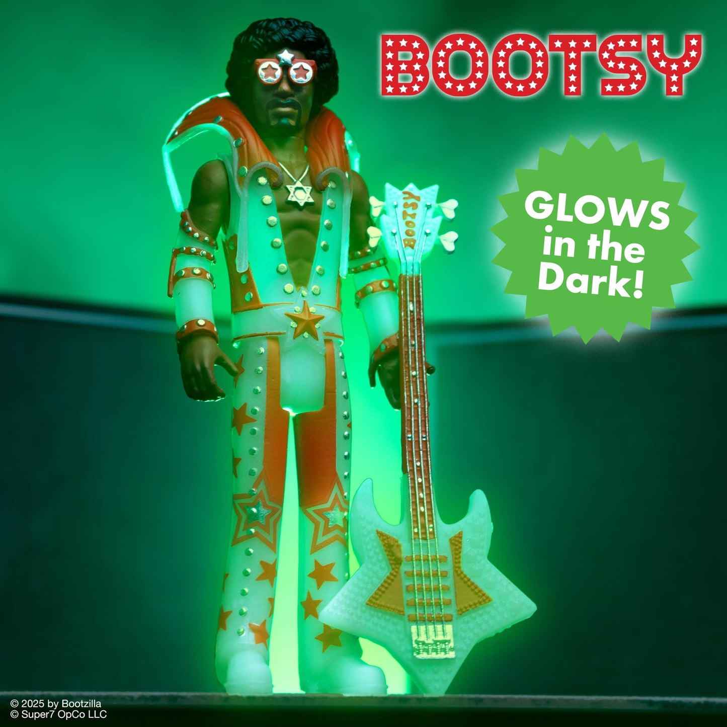 Super7 Bootsy Collins Glow – 3.75-Inch Glow Figure with Star Bass Accessory