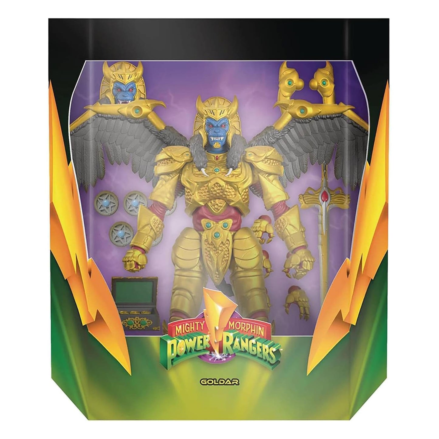 Super7 ULTIMATES! Goldar – 8-Inch Mighty Morphin Power Rangers Action Figure with Accessories