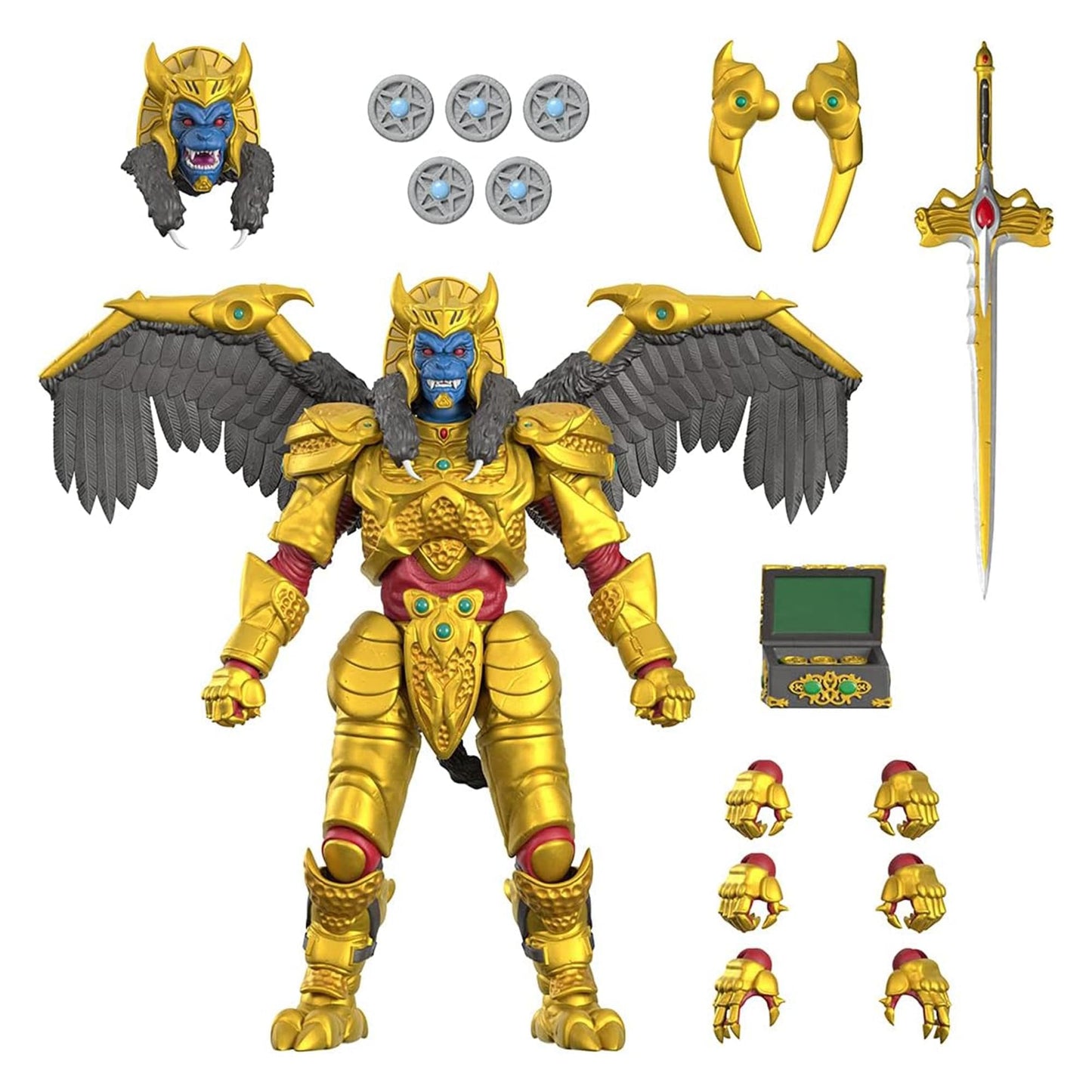 Super7 ULTIMATES! Goldar – 8-Inch Mighty Morphin Power Rangers Action Figure with Accessories