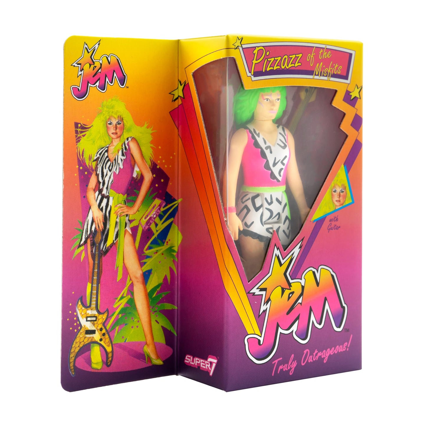 Super7 Jem & The Holograms Pizzaz Neon – 3.75-inch Action Figure | ReAction Collectible by Super7