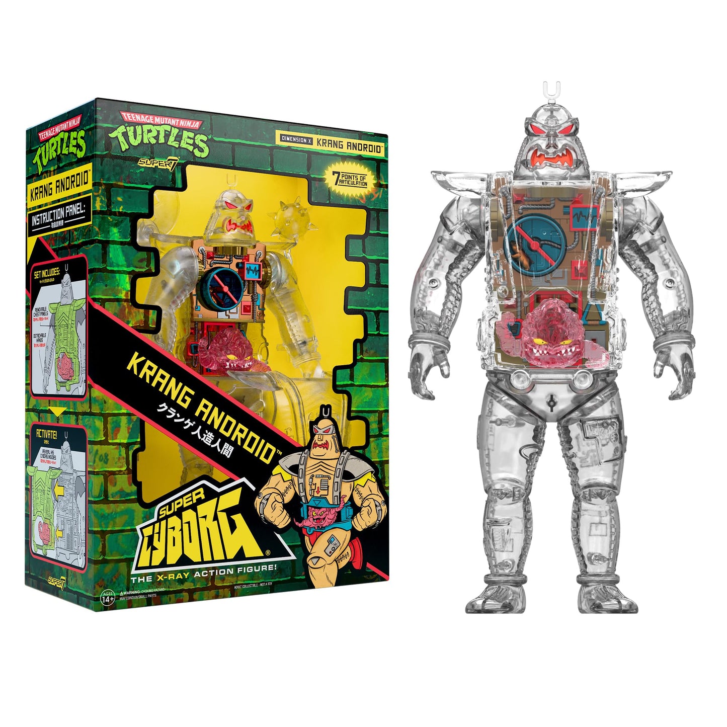 Super7 Super Cyborg Krang Android Clear 11-Inch TMNT Action Figure | Retro Collectibles