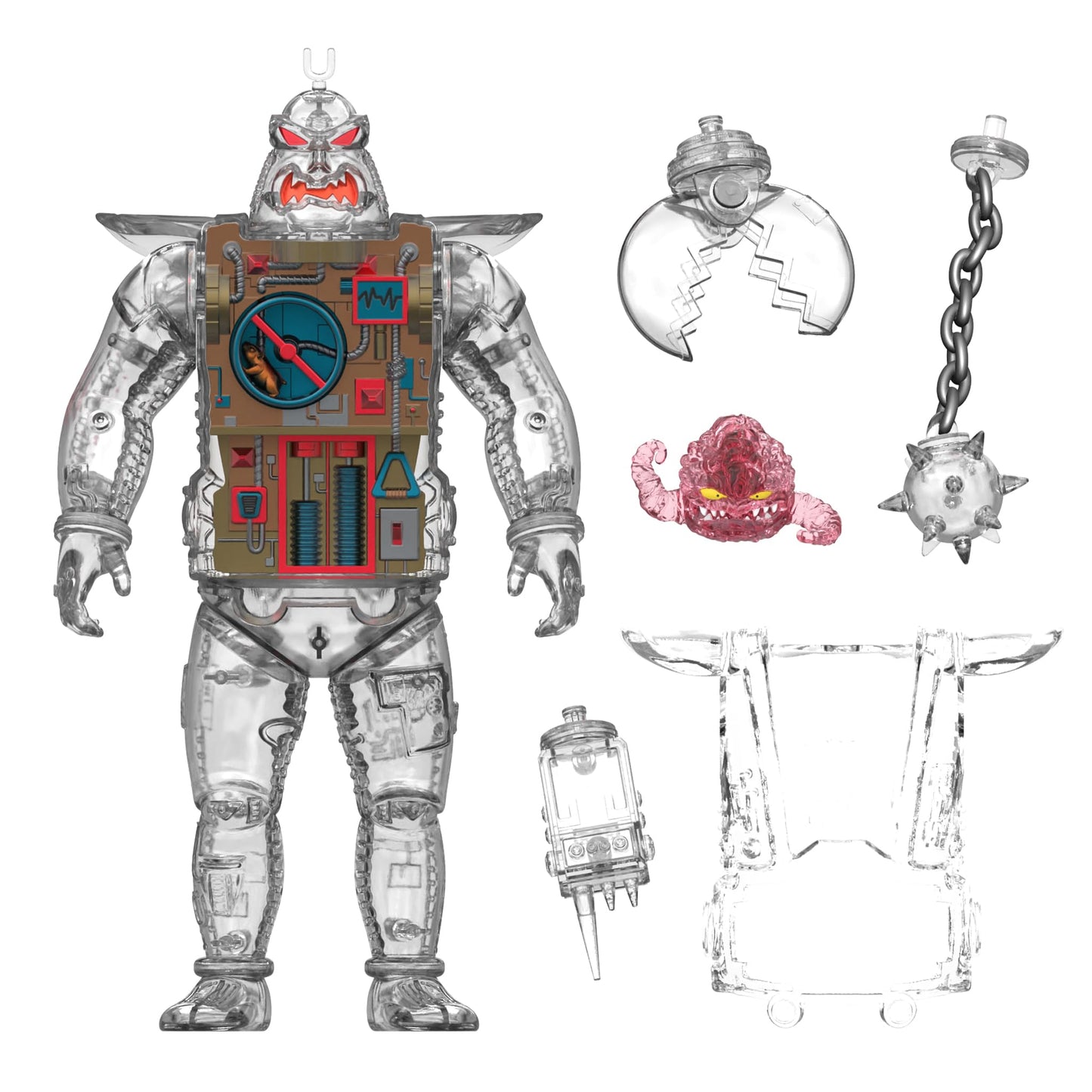 Super7 Super Cyborg Krang Android Clear 11-Inch TMNT Action Figure | Retro Collectibles