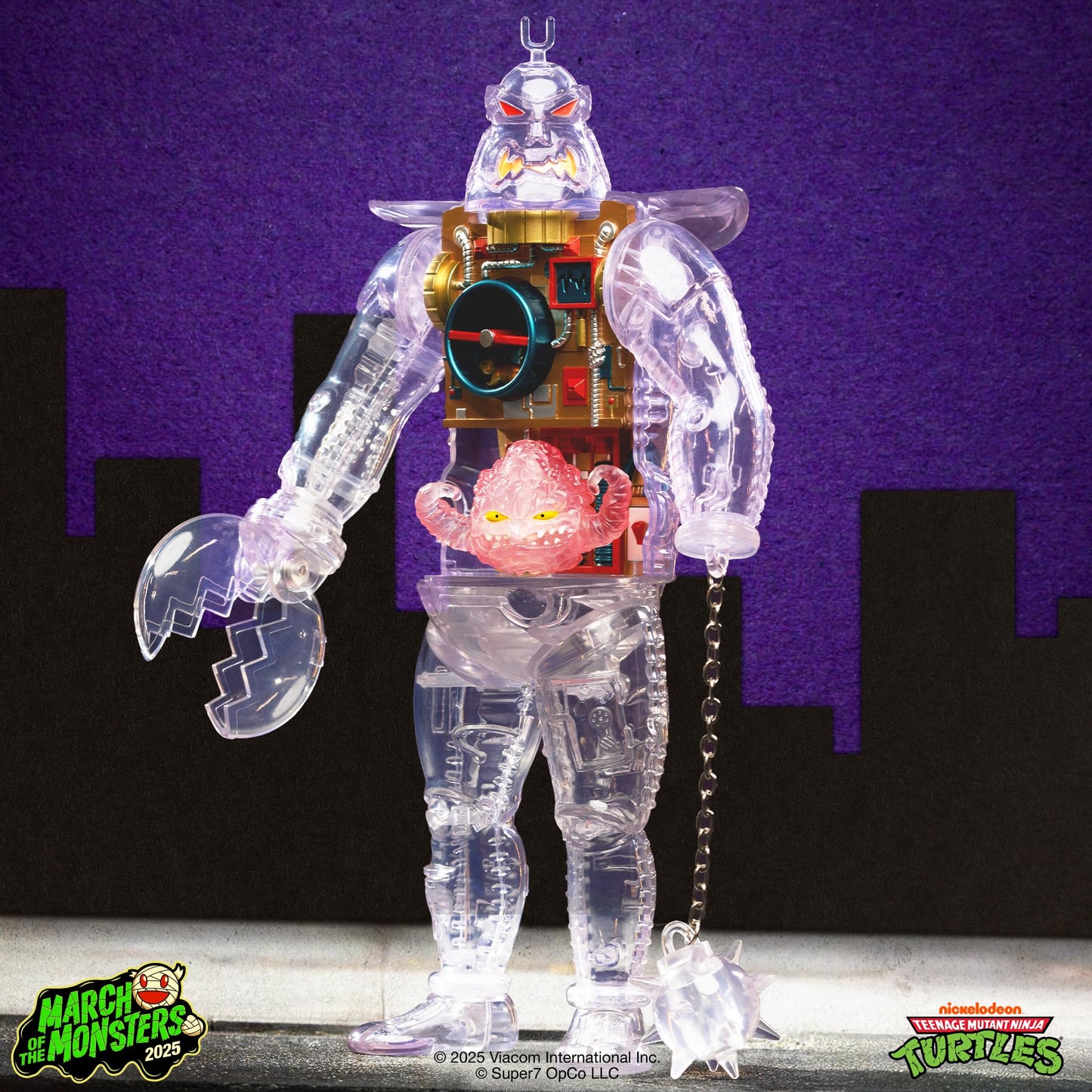 Super7 Super Cyborg Krang Android Clear 11-Inch TMNT Action Figure | Retro Collectibles