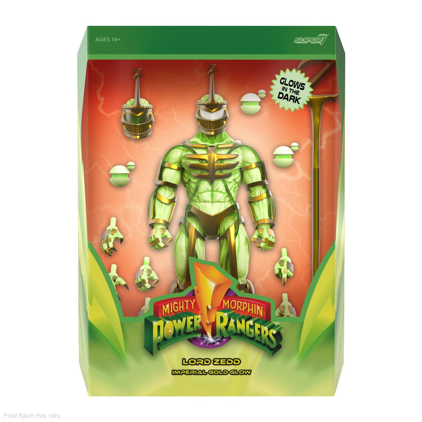 Super7 ULTIMATES! Lord Zedd Imperial Gold Glow – 7-inch Power Rangers Action Figure with Accessories
