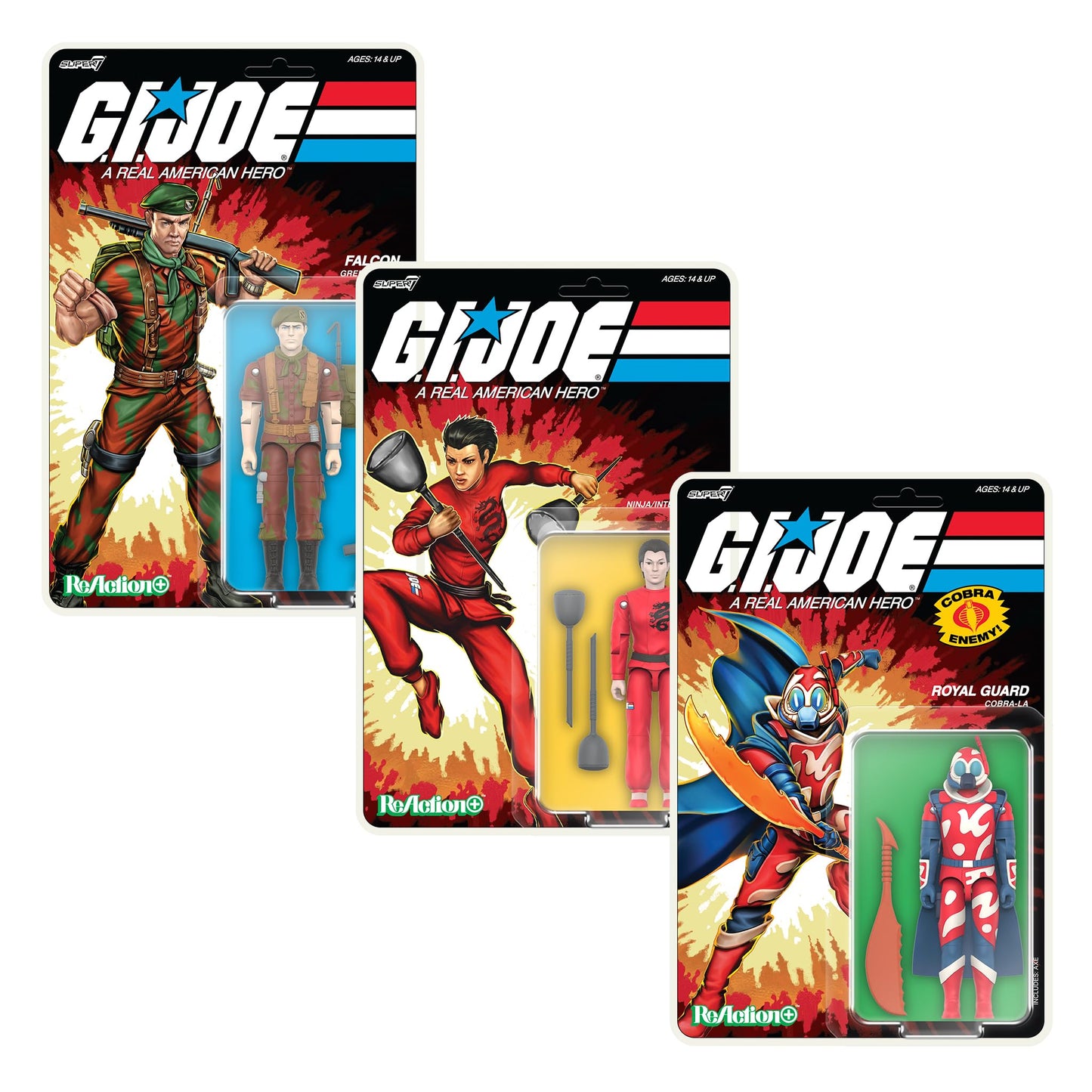 Super7 Reaction+ Lt. Falcon (G.I. Joe) 3.75-inch Action Figure with Backpack & Laser Blaster – Vintage 80s Collectible