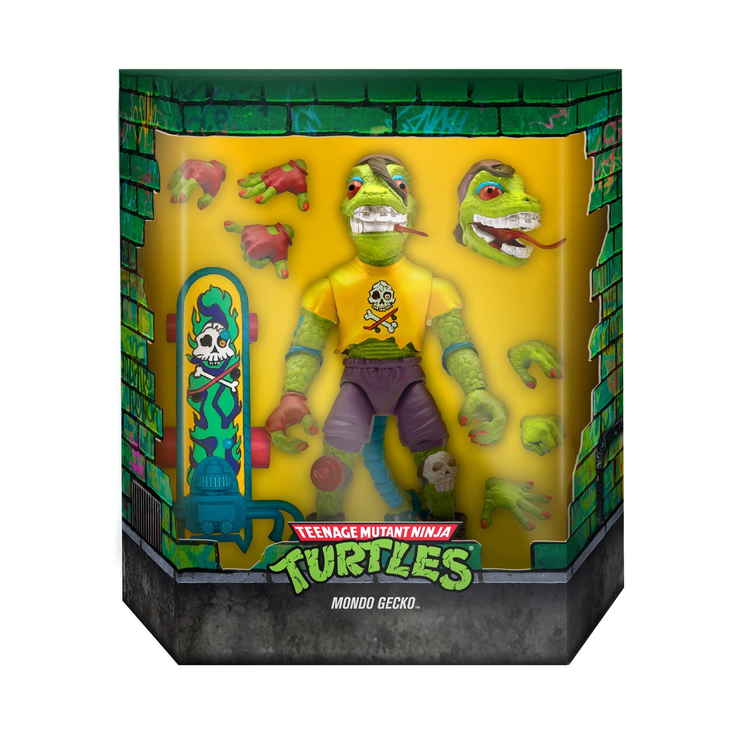 Super7 Ultimates Mondo Gecko 7-Inch TMNT Action Figure – Retro Collectible with Skateboard & Accessories