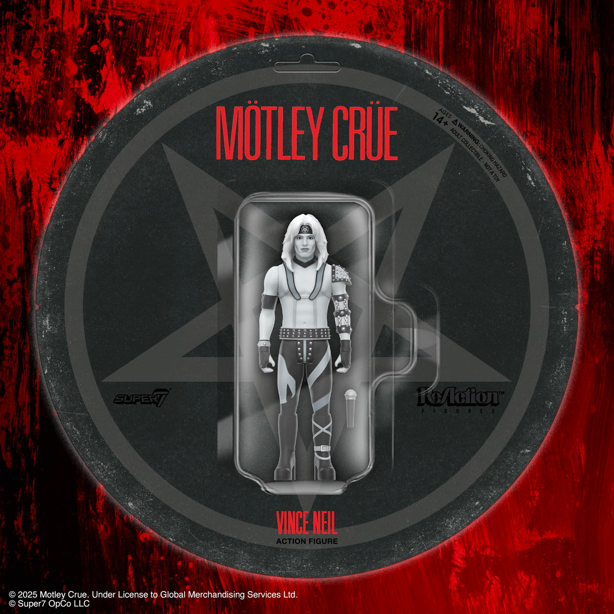 Super7 Motley Crue Vince Neil Shout at The Devil 3.75-inch ReAction Figure – Black & White with Microphone