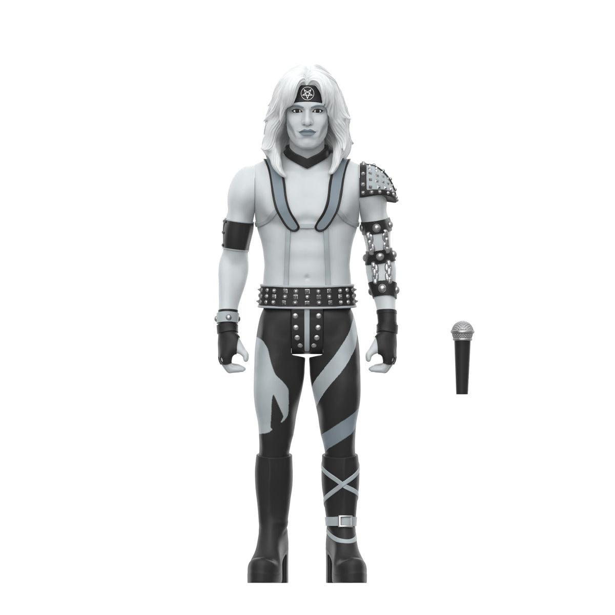Super7 Motley Crue Vince Neil Shout at The Devil 3.75-inch ReAction Figure – Black & White with Microphone