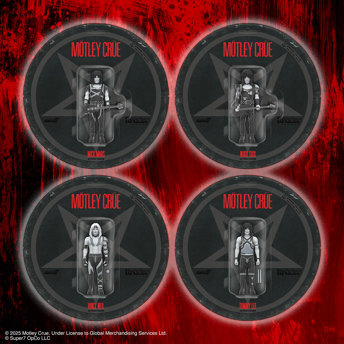 Super7 Motley Crue Vince Neil Shout at The Devil 3.75-inch ReAction Figure – Black & White with Microphone