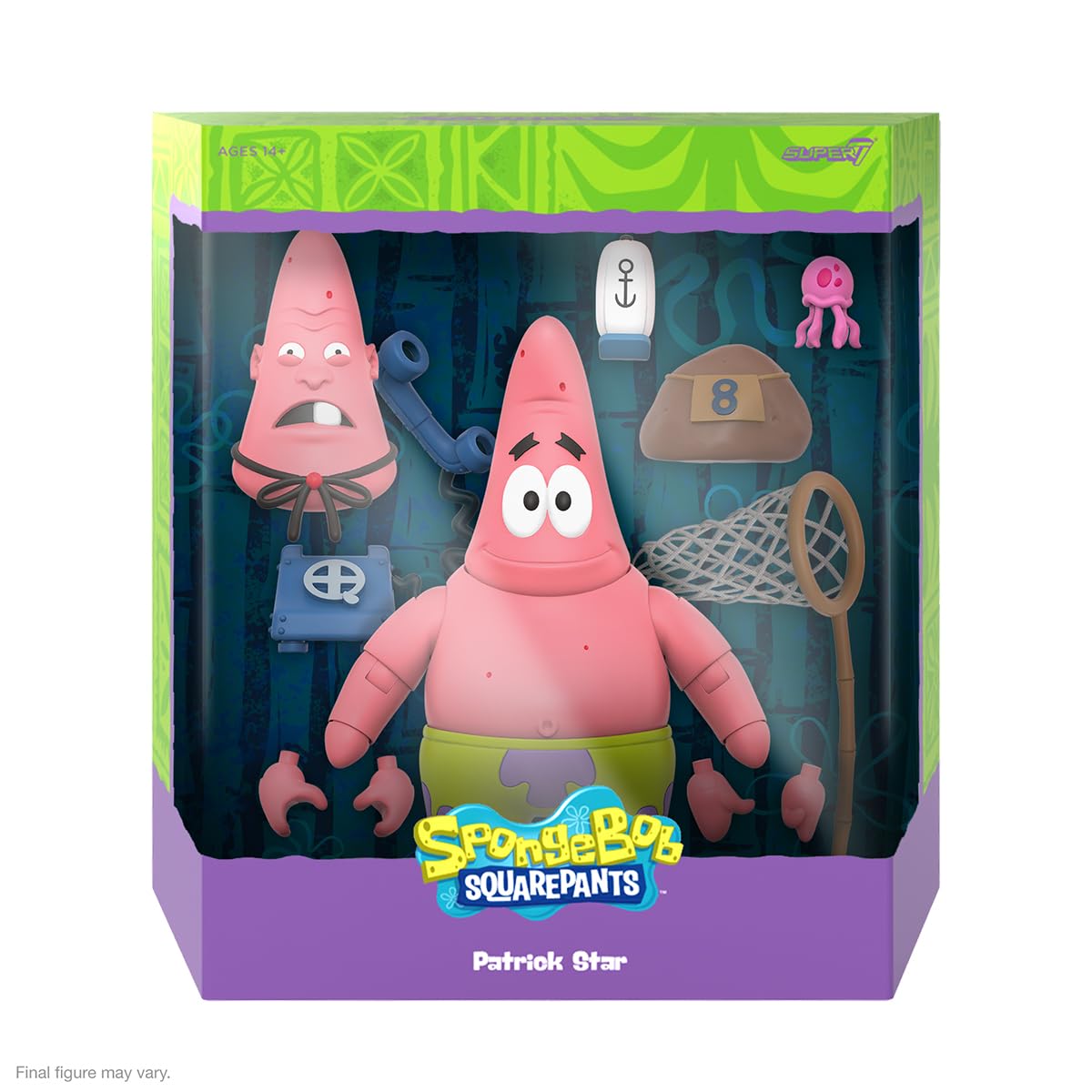 Super7 ULTIMATES! Patrick Starr Figure – 7-Inch SpongeBob Collectible with Accessories