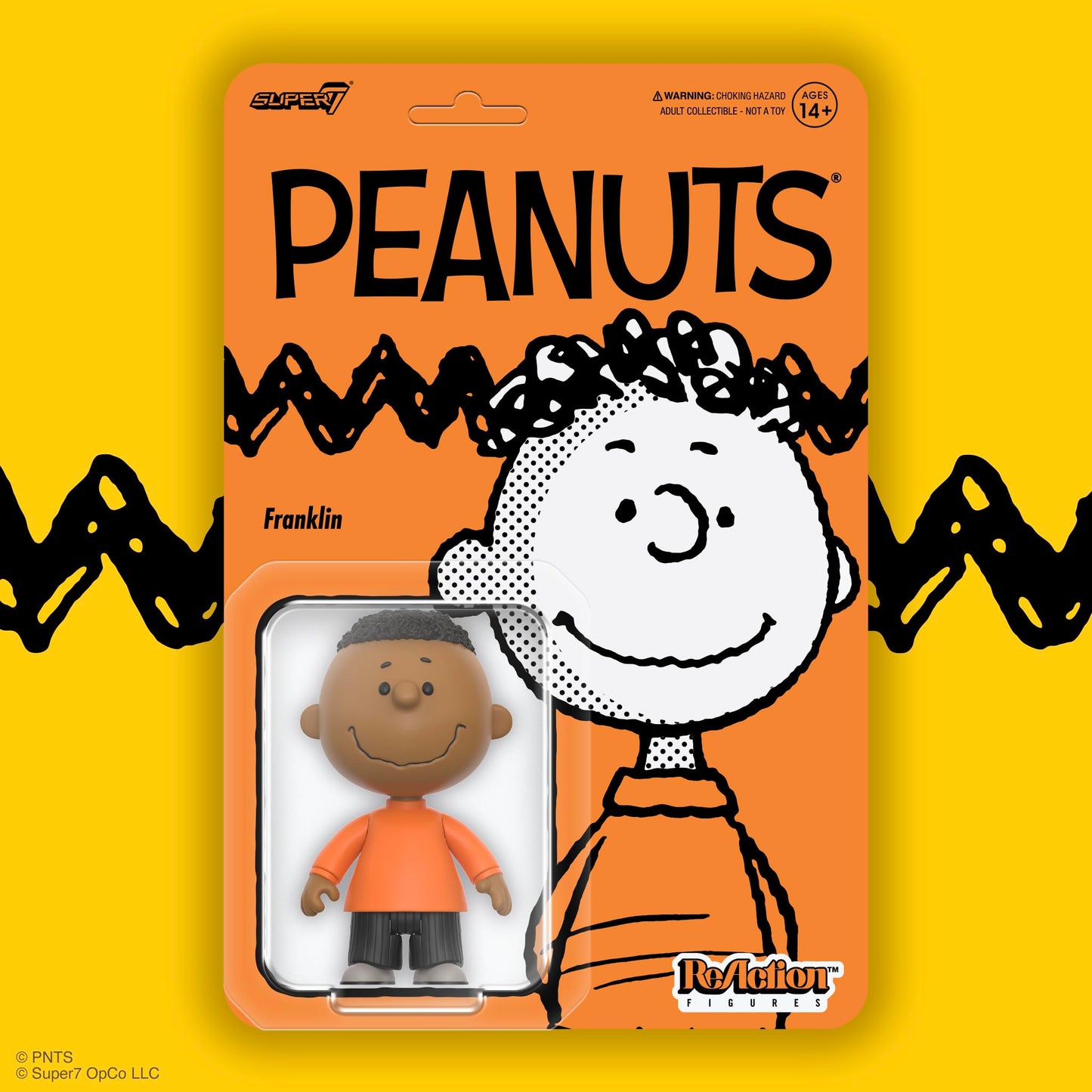 Super7 Peanuts Franklin ReAction Figure – 3.75-Inch Collectible Toy