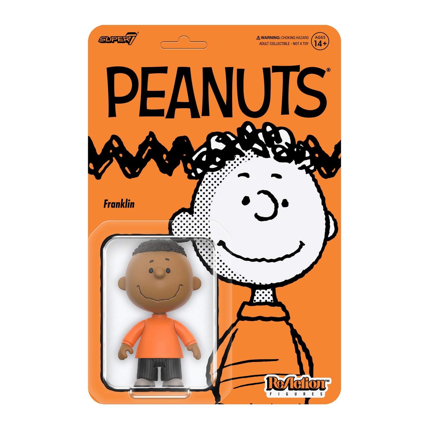 Super7 Peanuts Franklin ReAction Figure – 3.75-Inch Collectible Toy